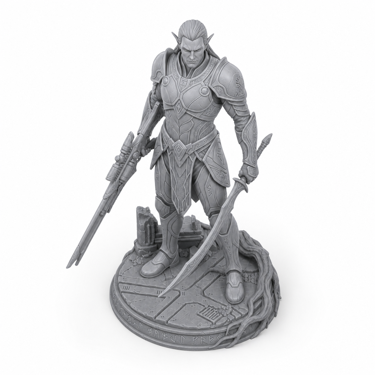 Sylvani Futura Vanguard unpainted grey resin miniature, elevated view