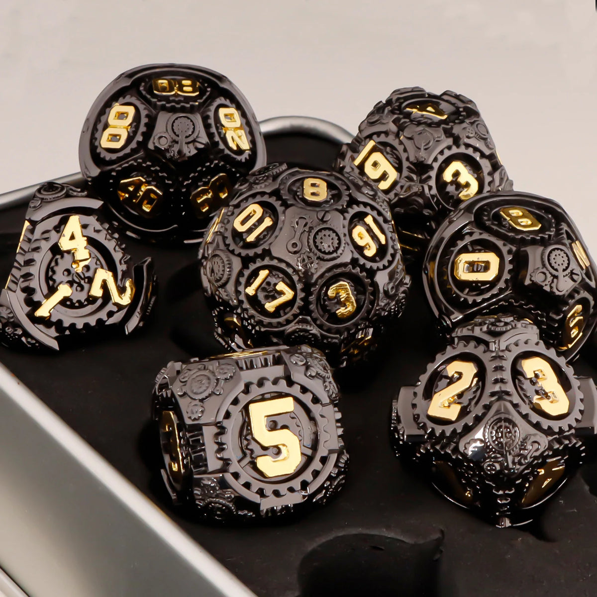 Arcane & Clockwork Metal Dice Sets — 7-Piece D&D RPG Dice