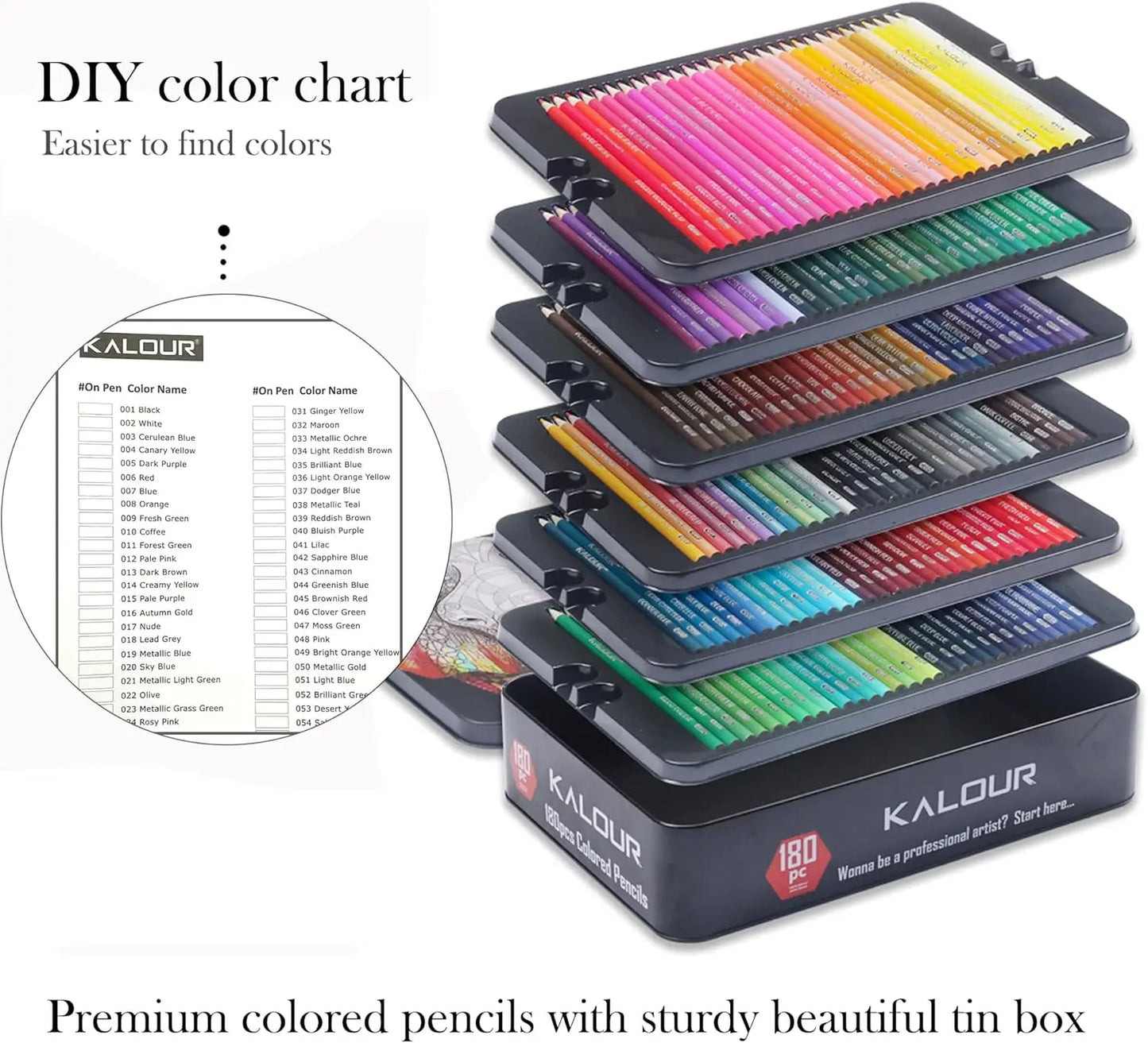 180 Colors Professional Colored Pencils Set