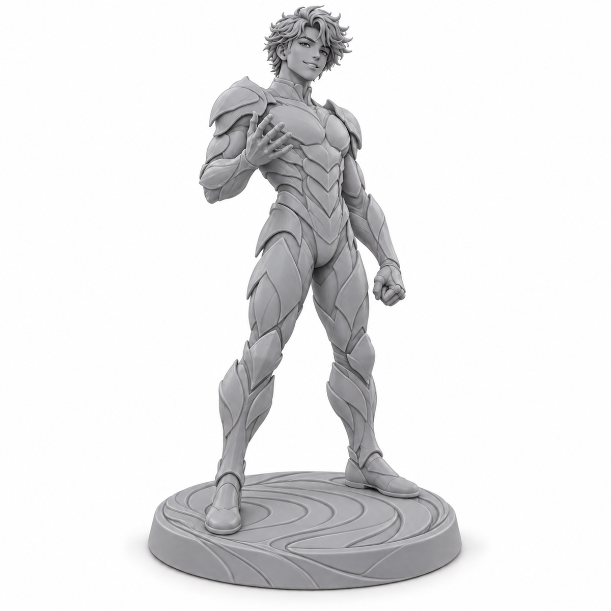Max Ivoryta organic armour miniature in unpainted grey resin on white