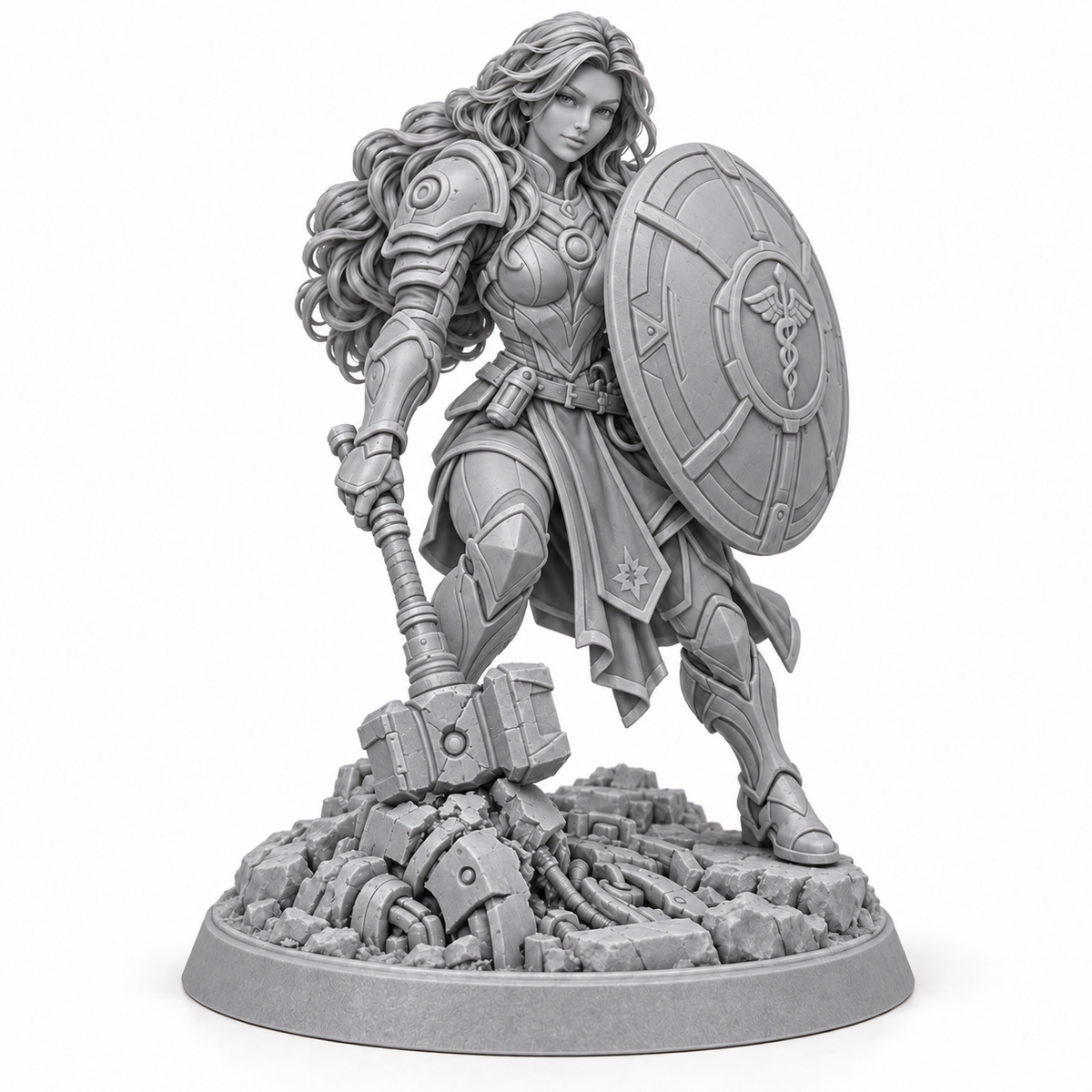 Kira — Sword and Star Asterian miniature, unpainted grey resin reference