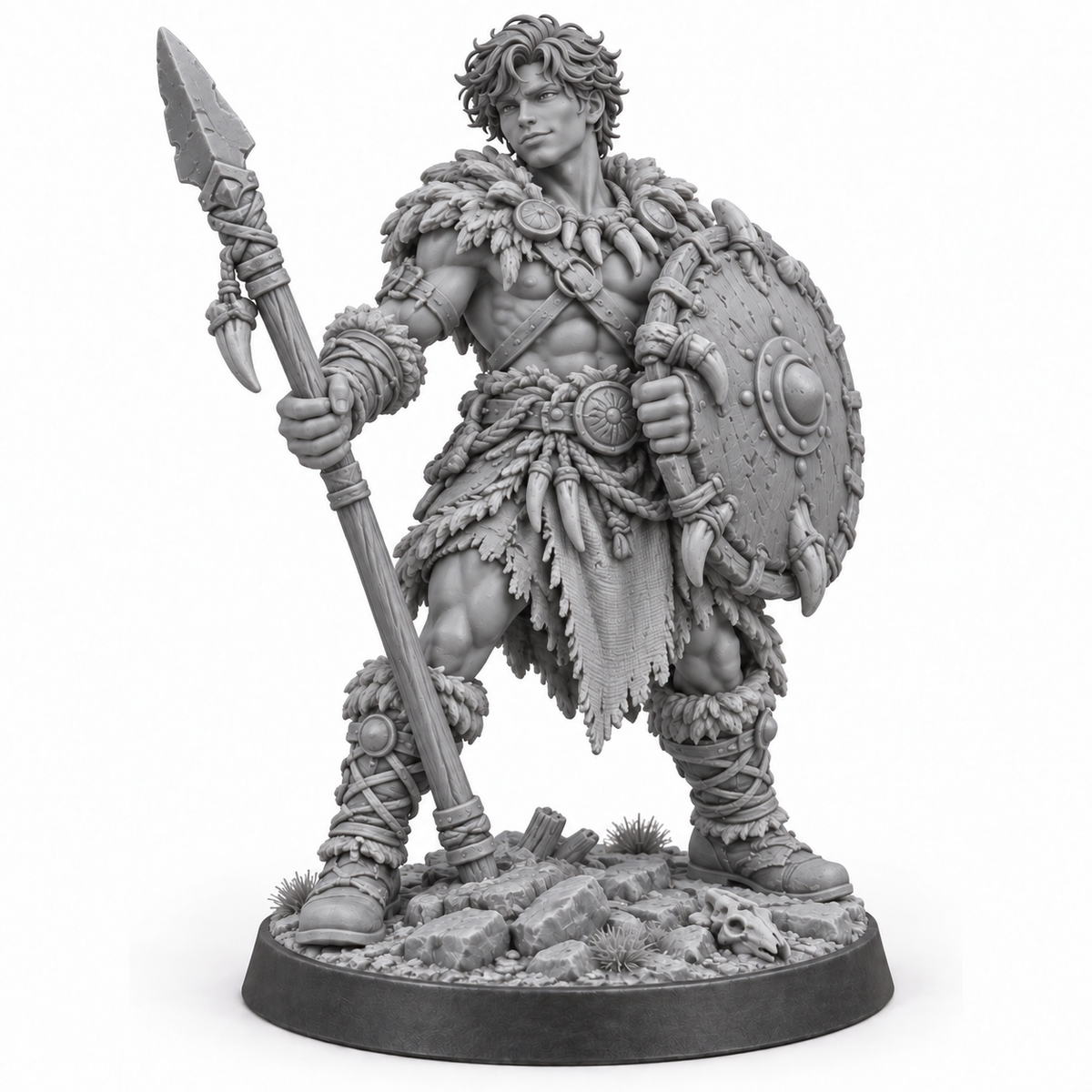 Tom — Mirror Educatio Barbarian miniature, unpainted grey resin reference