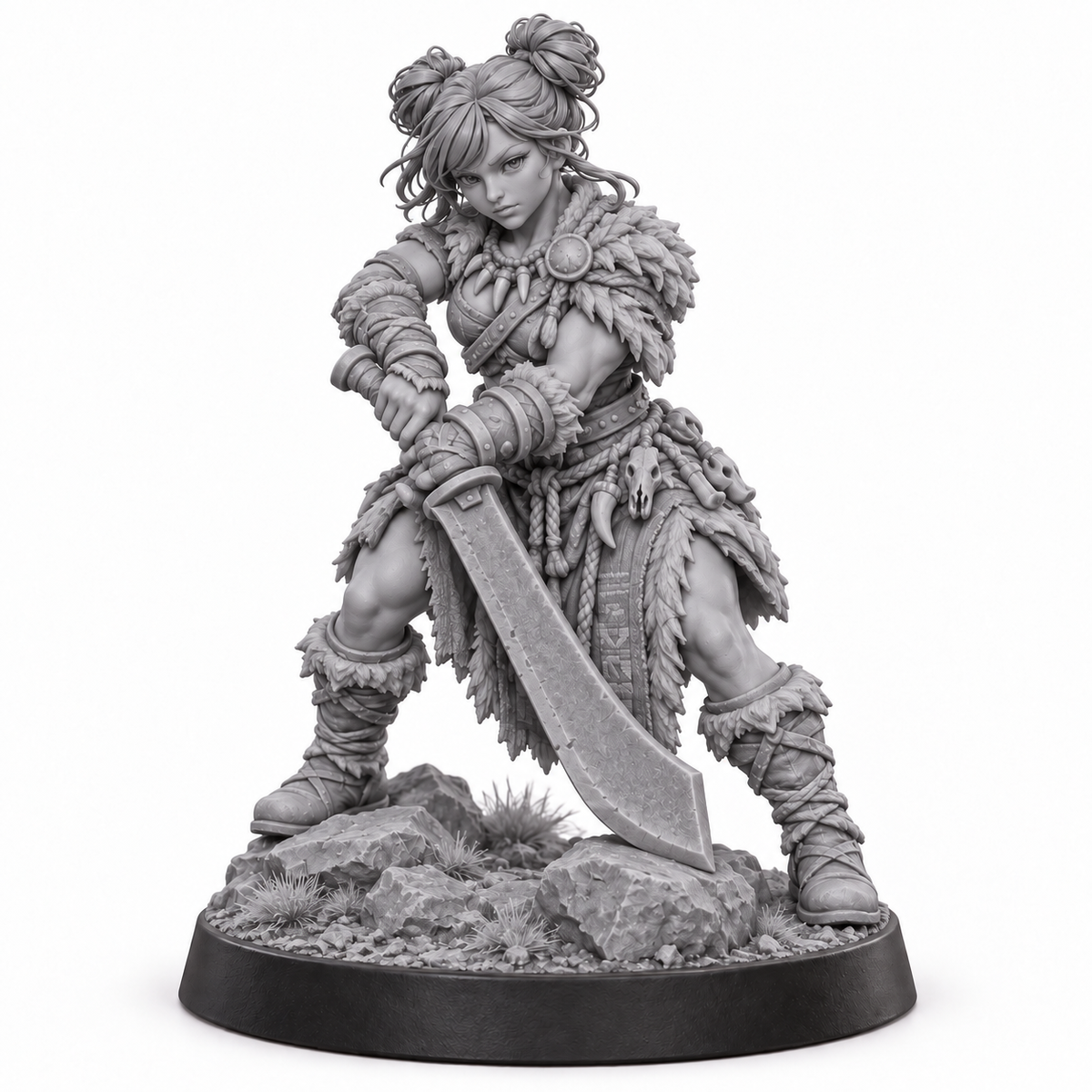 Vega — Mirror Educatio Barbarian miniature, unpainted grey resin reference