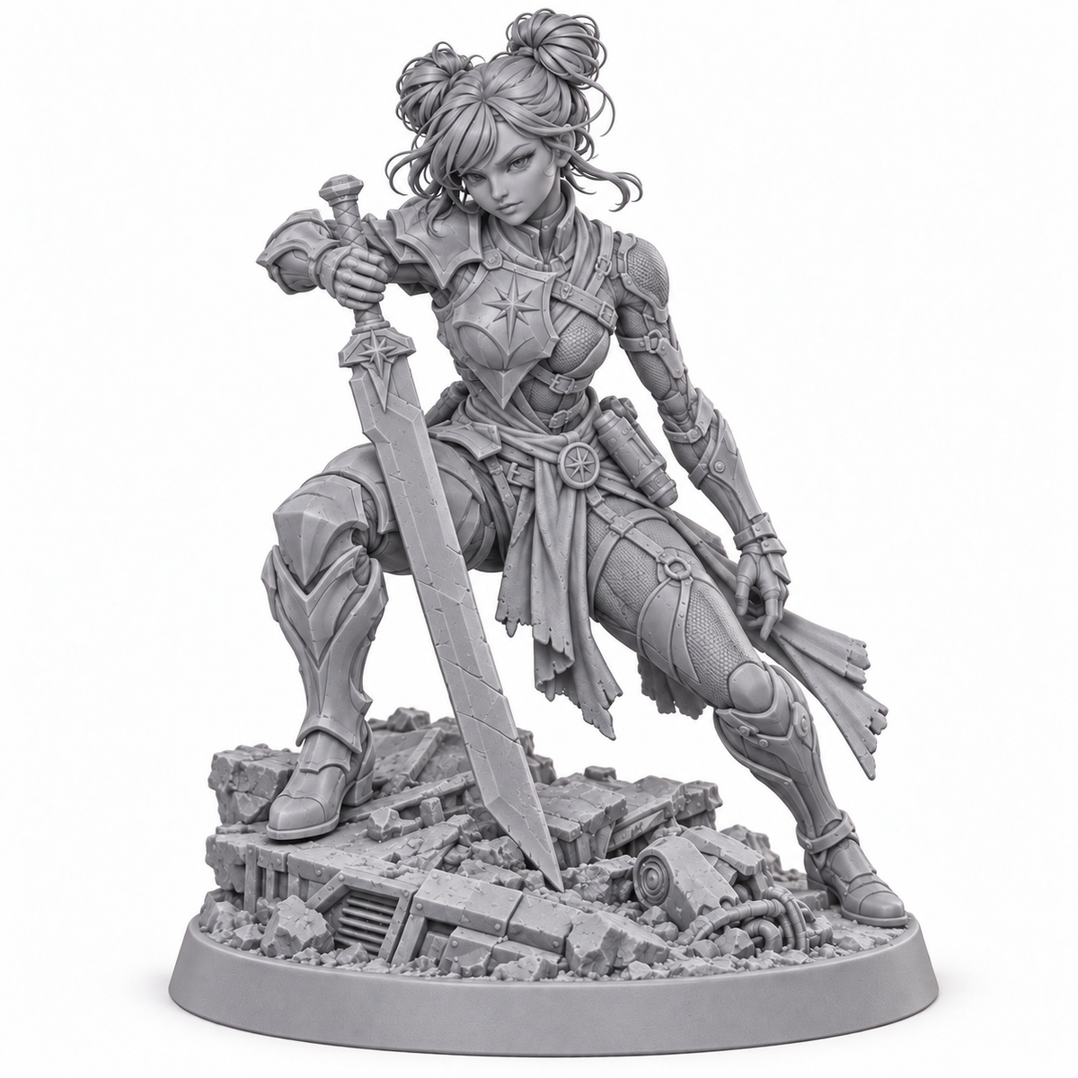 Vega — Sword and Star Asterian miniature, unpainted grey resin reference