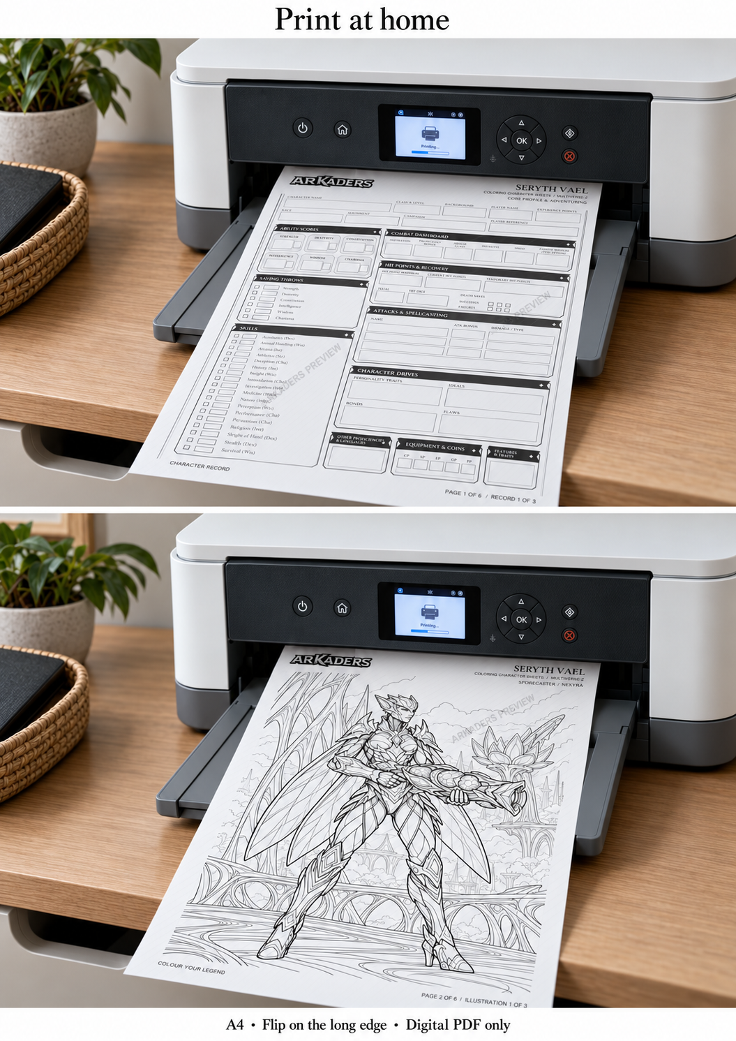 Seryth Vael — home printer with record and illustration