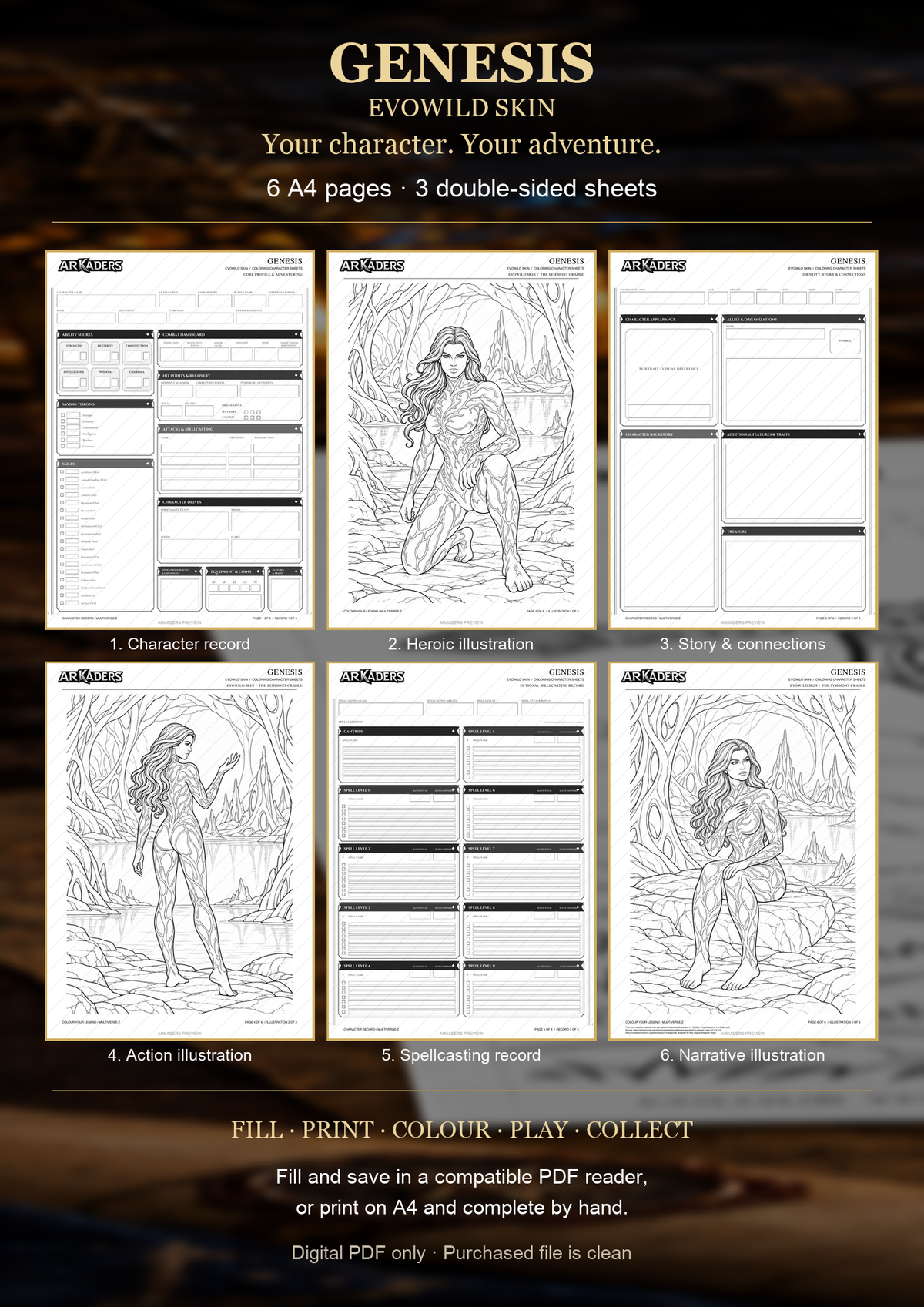Contents and instructions: six A4 pages forming three double-sided sheets