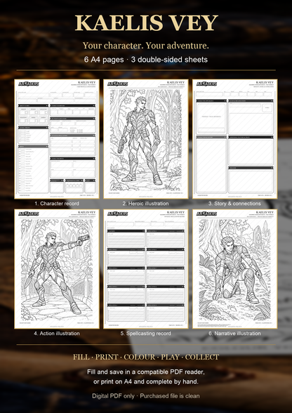 The six A4 pages included in Kaelis Vey's fillable PDF.