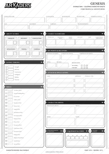 Protected full-page preview 1 of the six-page Genesis EvoWild fillable PDF