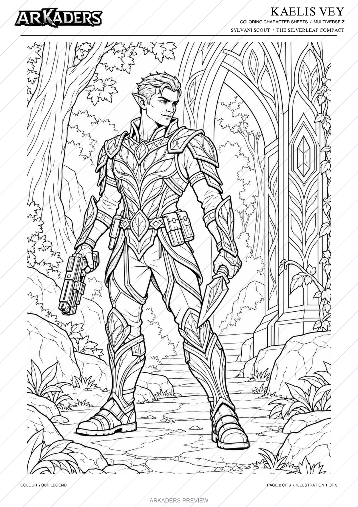 Protected preview: Kaelis Vey heroic illustration, page 2 of 6.