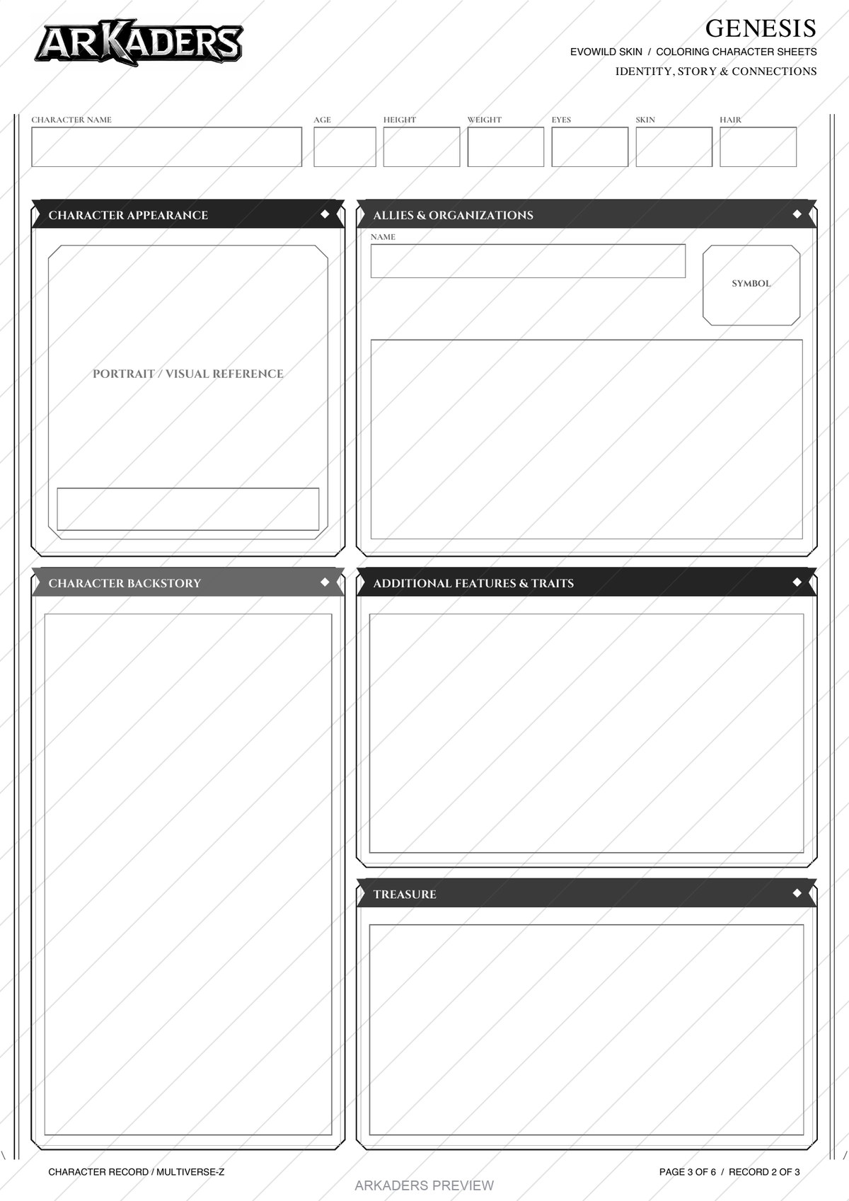 Protected full-page preview 3 of the six-page Genesis EvoWild fillable PDF