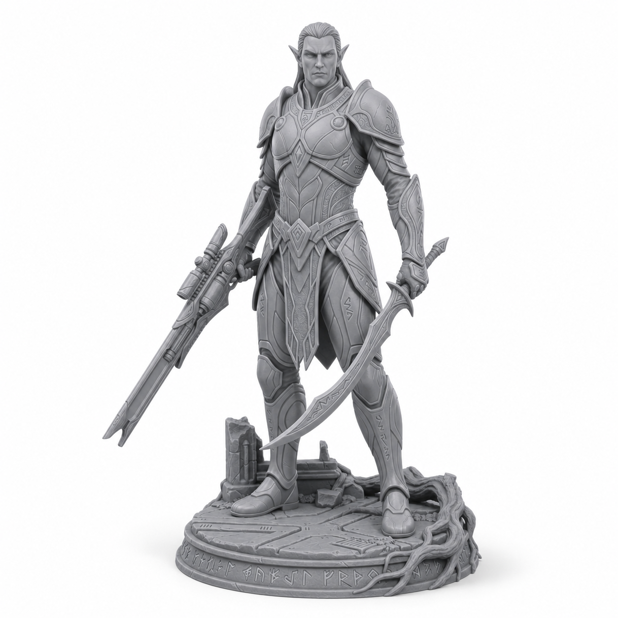 Sylvani Futura Vanguard unpainted grey resin miniature, front view