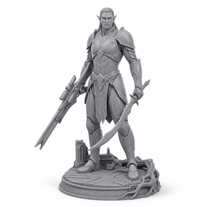 Sylvani Futura Vanguard unpainted grey resin miniature, front view
