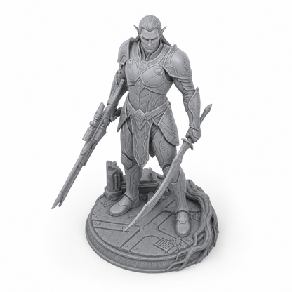 Sylvani Futura Vanguard unpainted grey resin miniature, elevated view
