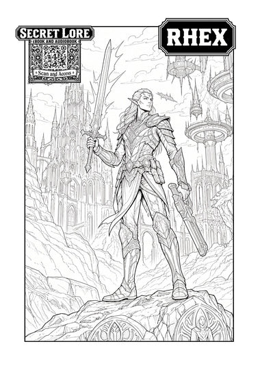 Rhex colouring sheet with its Secret Lore QR portal