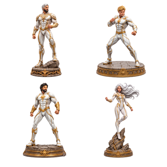excalibur-4 — all 4 miniatures included. Painted references; supplied unpainted.
