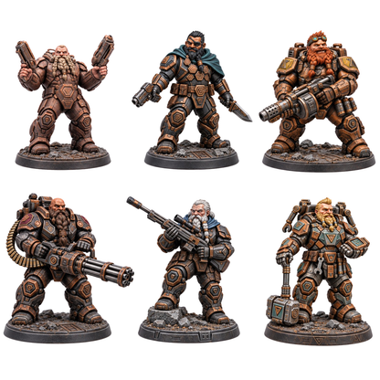 Rokas Futura — all six miniatures included. Painted references; supplied unpainted.