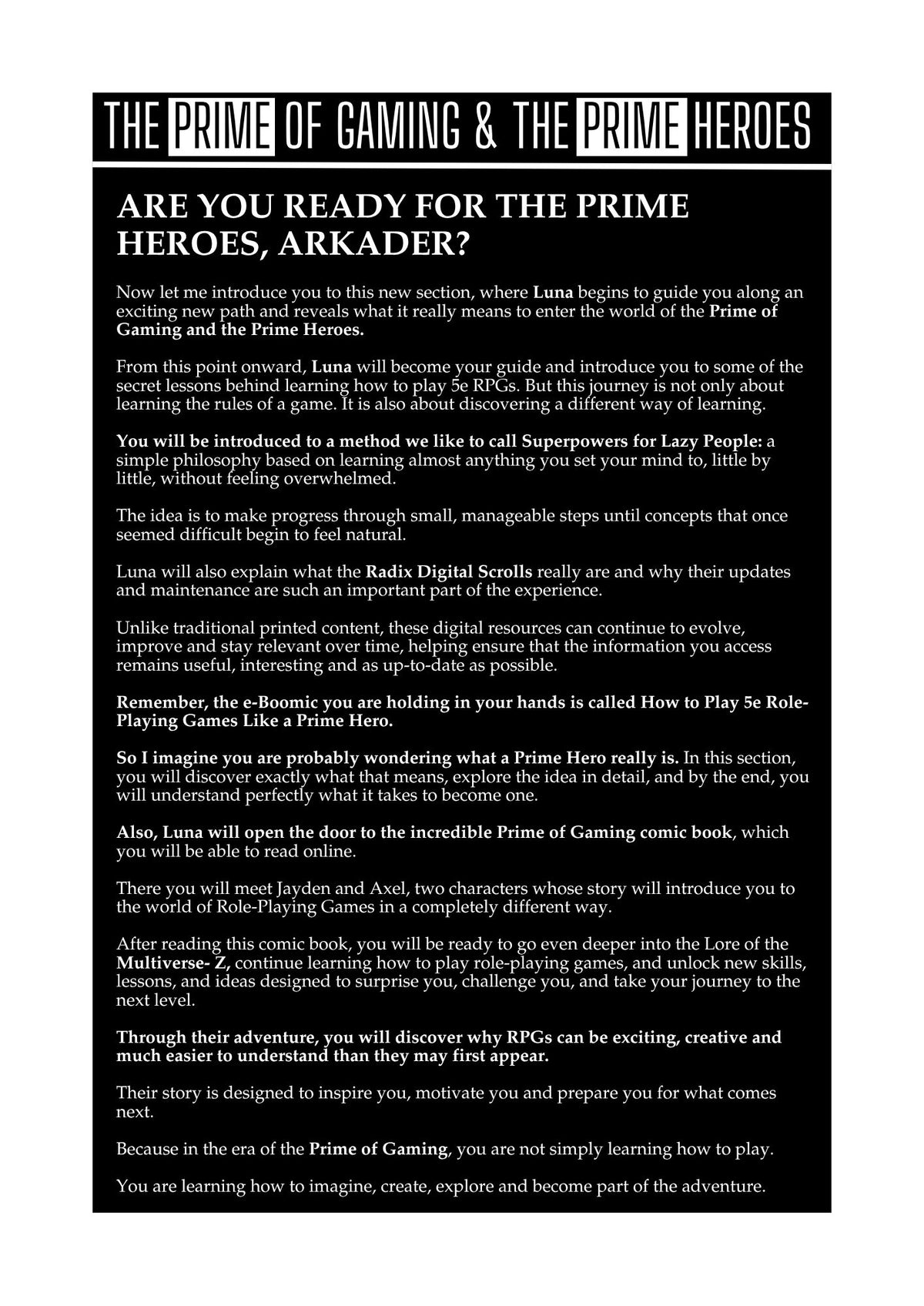 How to Play RPGs Like a Prime Hero - Volume Zero
