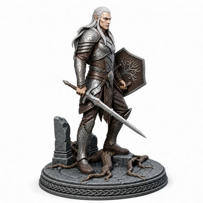 Sylvani Skuda Guardian painted premium resin miniature, left side view