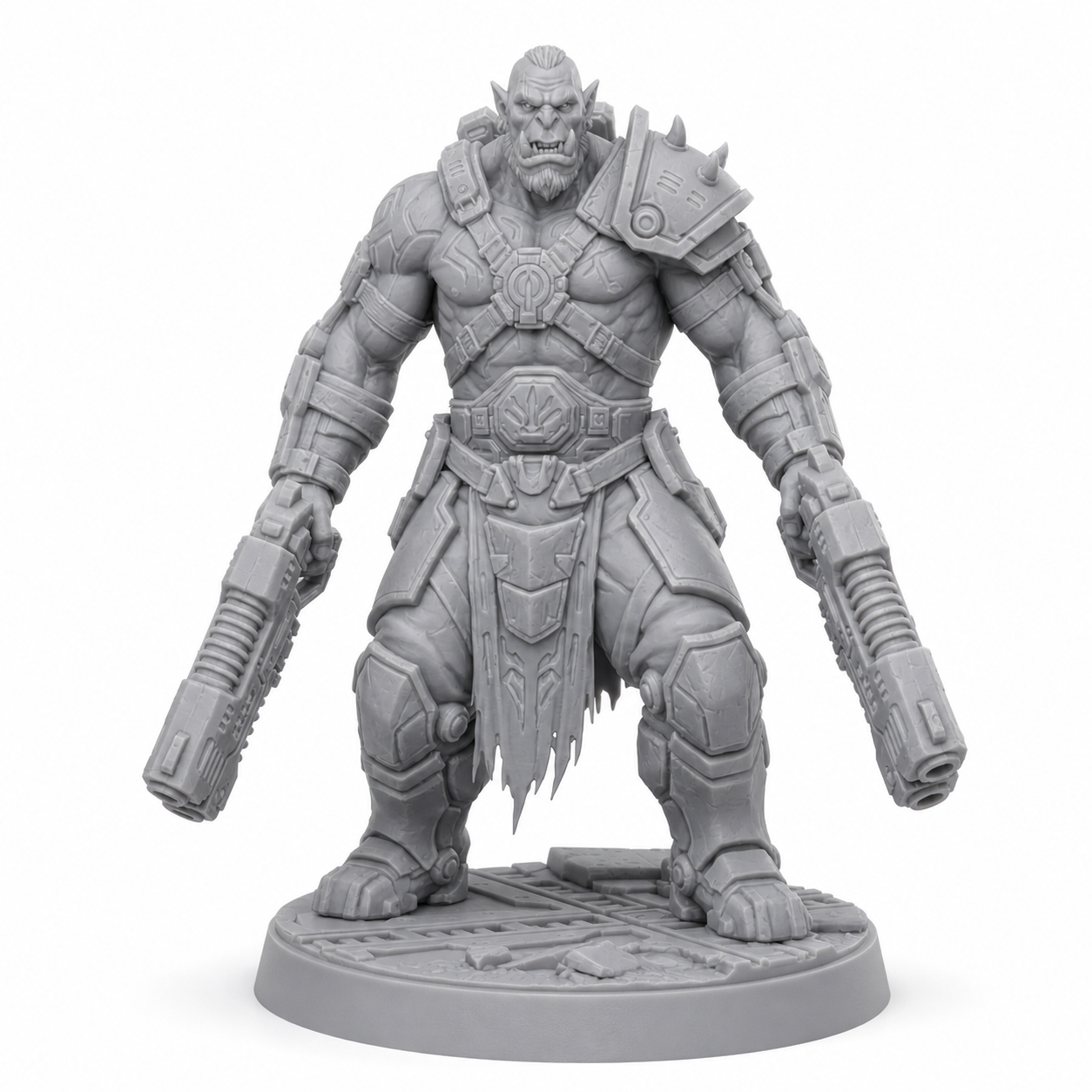 54 unpainted grey resin miniature, front view