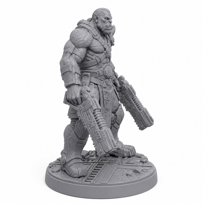 54 unpainted grey resin miniature, left side view