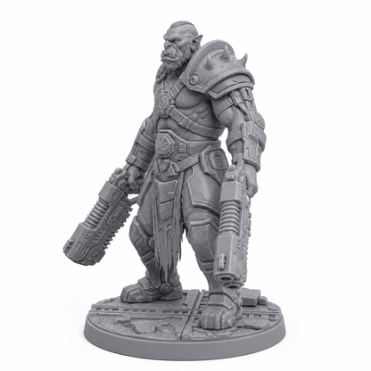 54 unpainted grey resin miniature, right side view