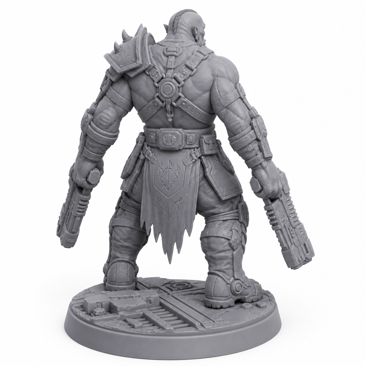 54 unpainted grey resin miniature, rear view