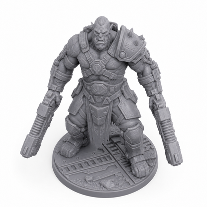 54 unpainted grey resin miniature, elevated view