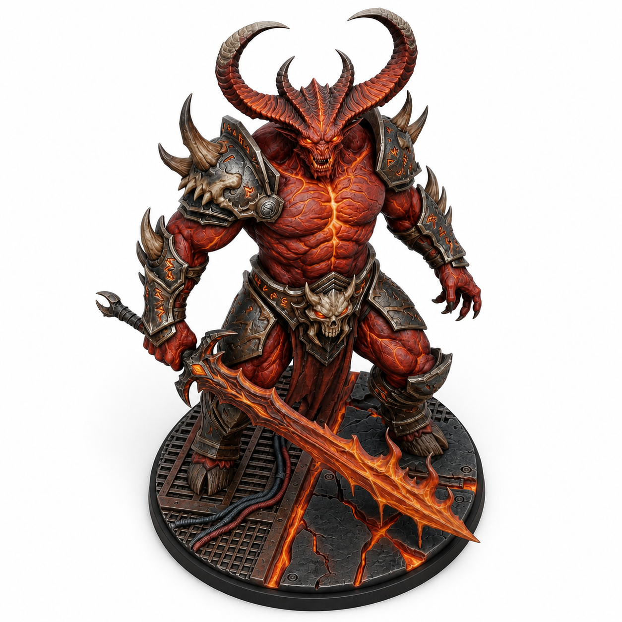 Abyssals Skuda Ravager painted premium resin miniature, elevated view