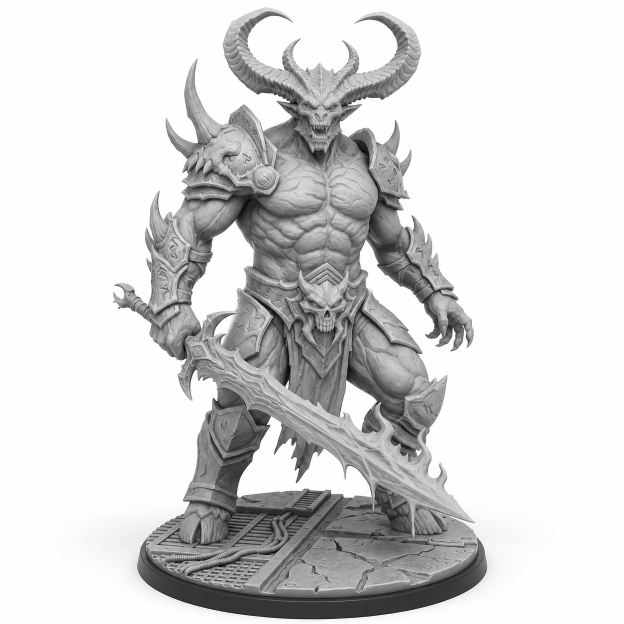 Abyssals Skuda Ravager unpainted grey resin miniature, front view
