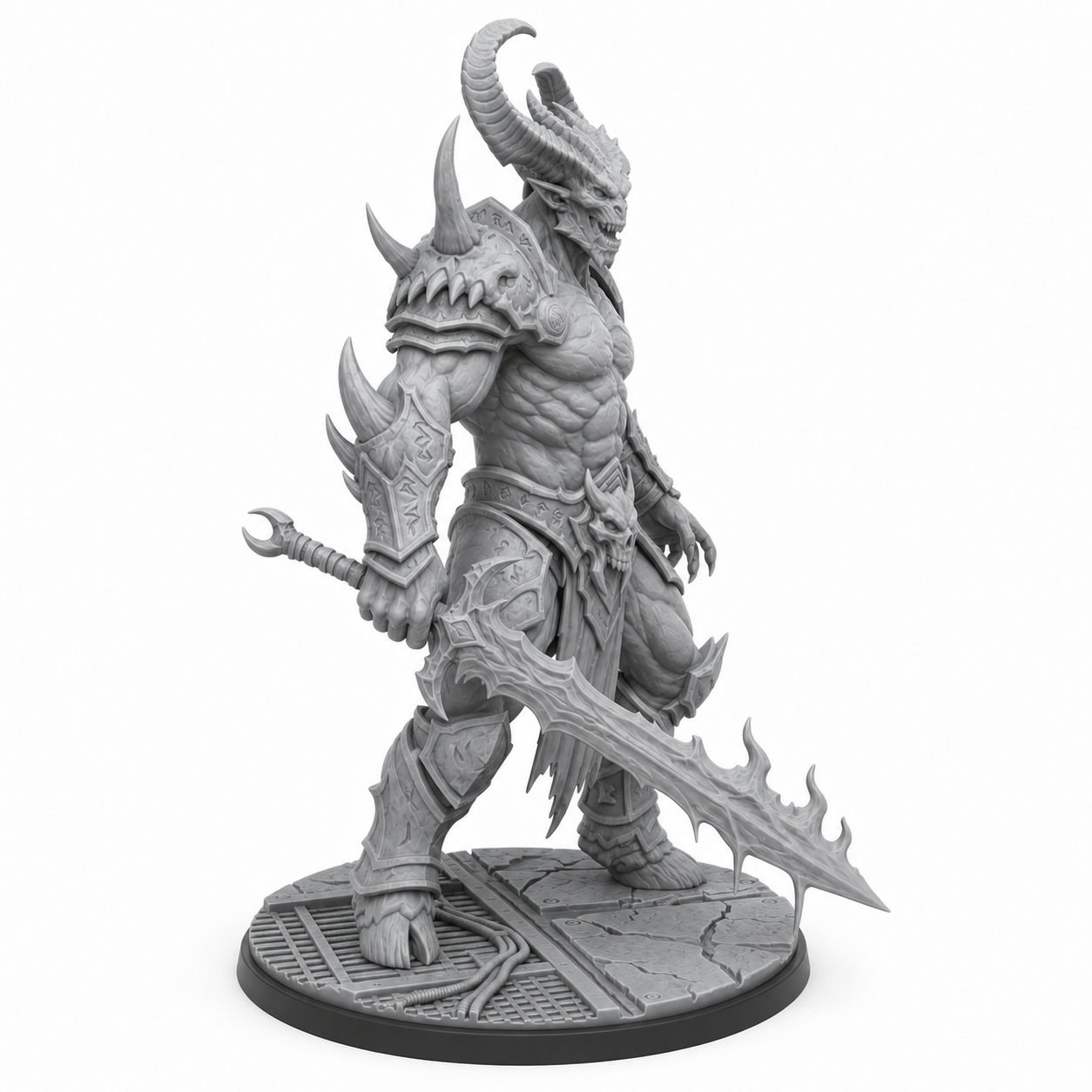 Abyssals Skuda Ravager unpainted grey resin miniature, left side view