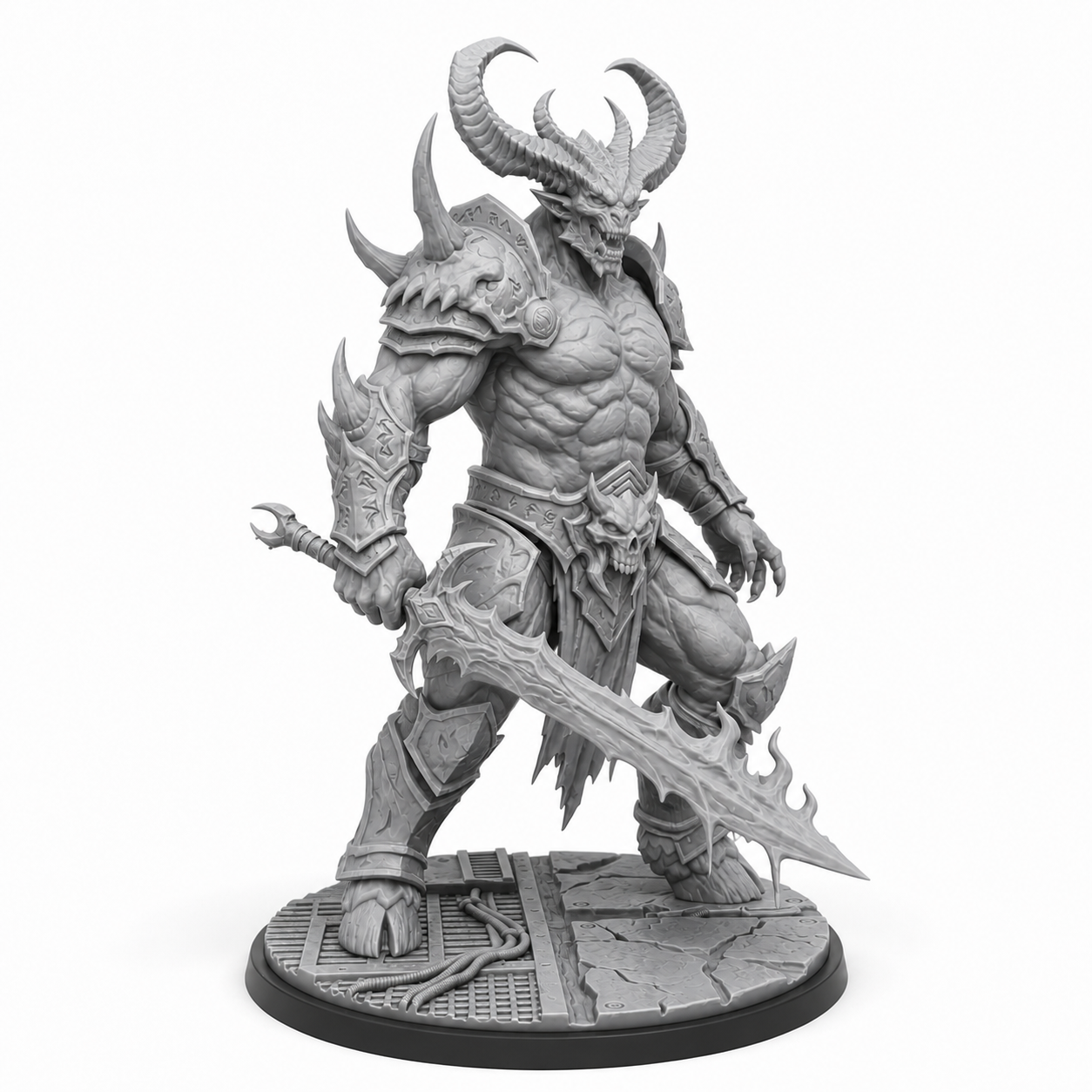 Abyssals Skuda Ravager unpainted grey resin miniature, right side view