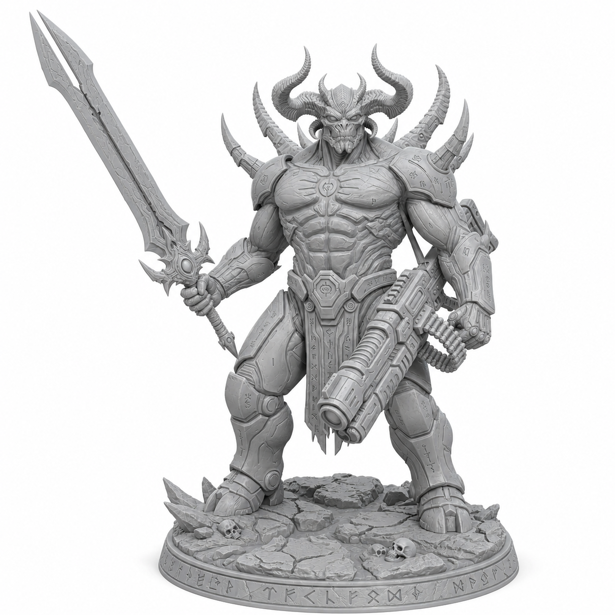 Abyssals Futura Annihilator unpainted grey resin miniature, front view