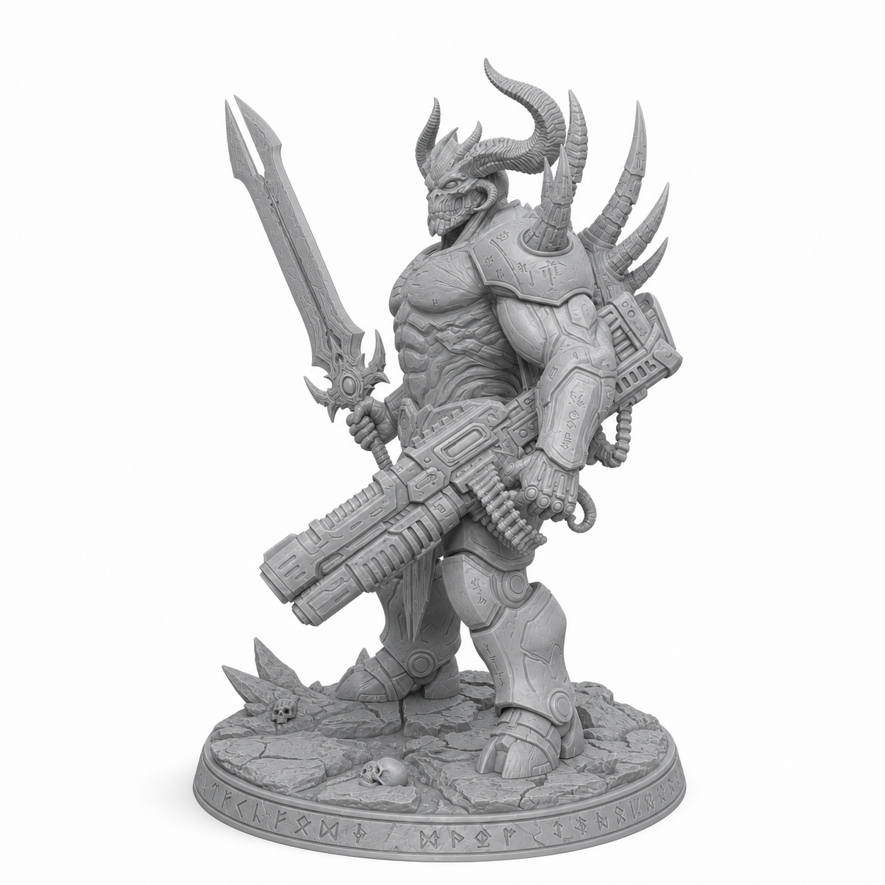 Abyssals Futura Annihilator unpainted grey resin miniature, left side view