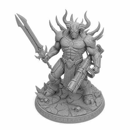 Abyssals Futura Annihilator unpainted grey resin miniature, elevated view