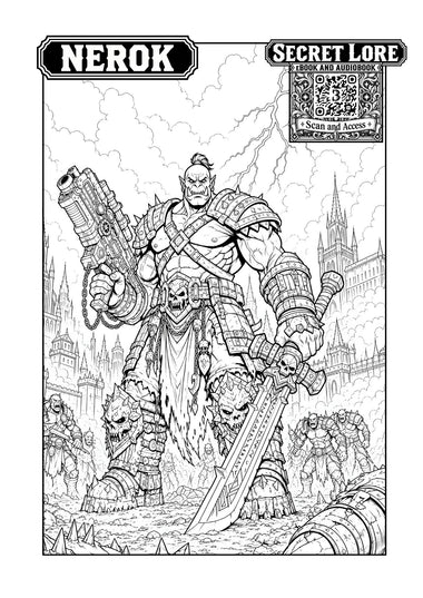 Nerok colouring sheet with its Secret Lore QR portal