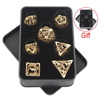 Dragonflight Hollow Metal Dice — 7-Piece RPG Set