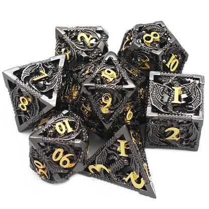 Dragonflight Hollow Metal Dice — 7-Piece RPG Set