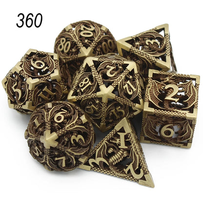 Dragonflight Hollow Metal Dice — 7-Piece RPG Set