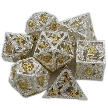 Dragonflight Hollow Metal Dice — 7-Piece RPG Set
