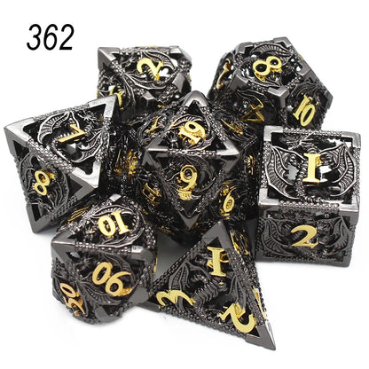 Dragonflight Hollow Metal Dice — 7-Piece RPG Set