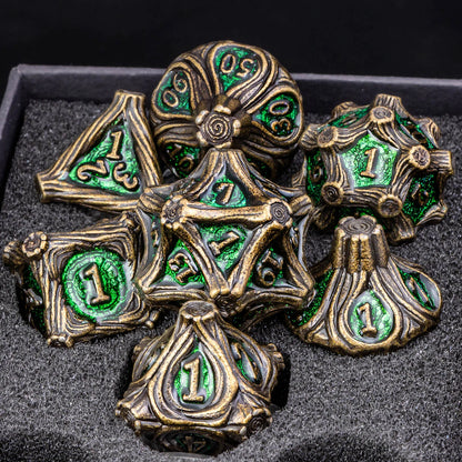 Arcane & Clockwork Metal Dice Sets — 7-Piece D&D RPG Dice