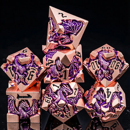 Dragoncrest Metal Dice — 7-Piece Sculpted RPG Set