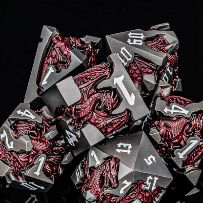 Dragoncrest Metal Dice — 7-Piece Sculpted RPG Set