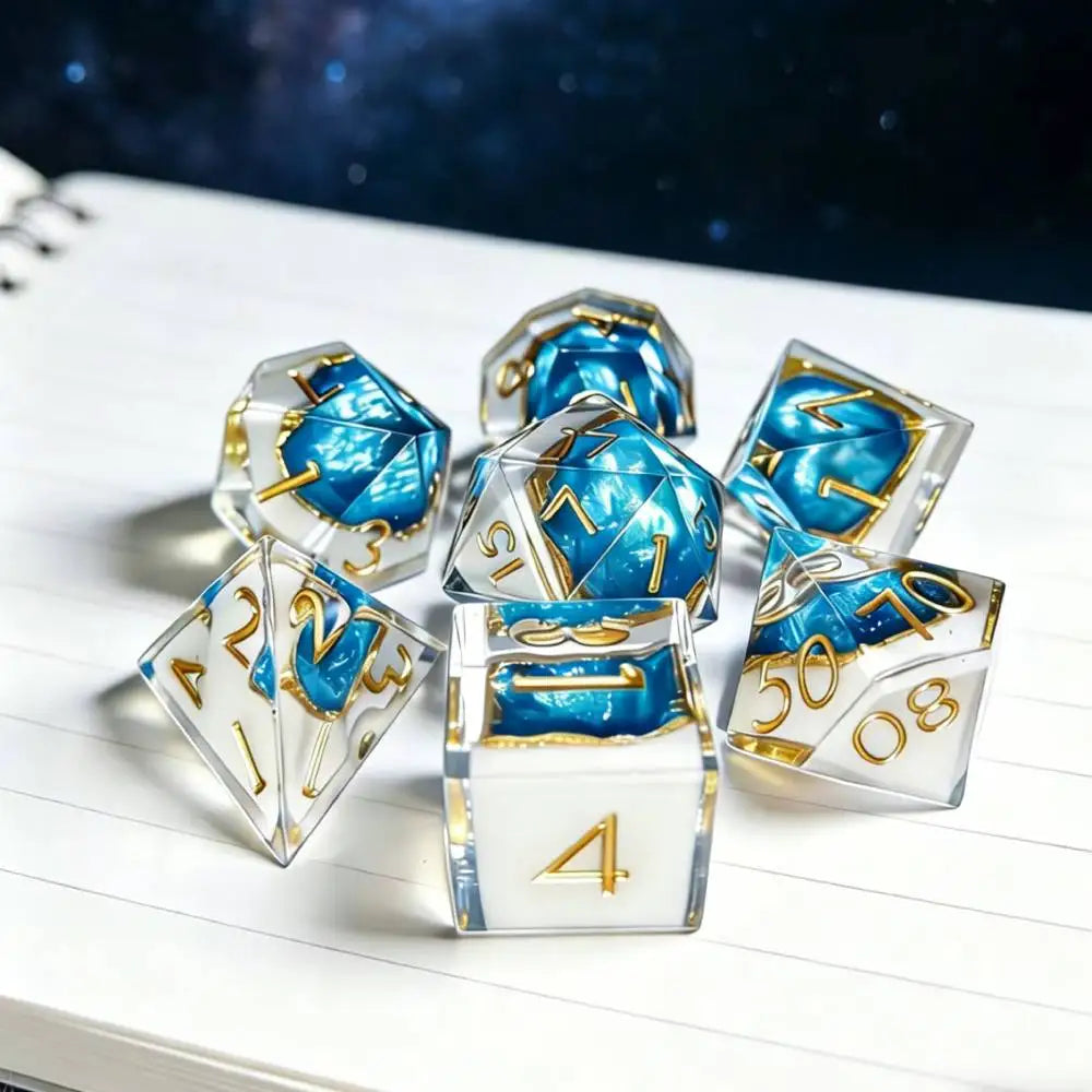 Nebula & Planet Resin Dice — 7-Piece RPG Sets