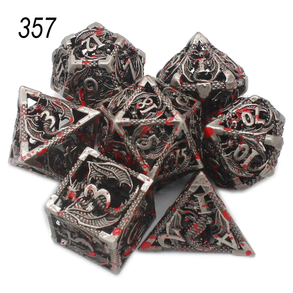 Dragonflight Hollow Metal Dice — 7-Piece RPG Set