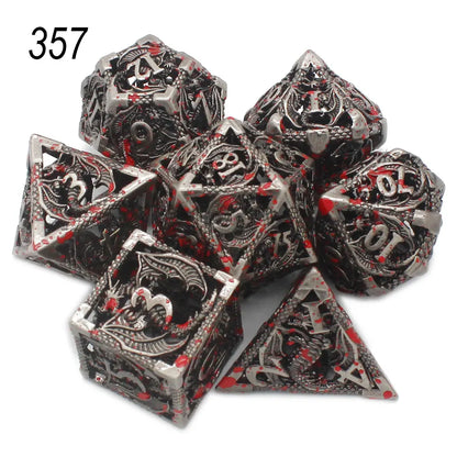 Dragonflight Hollow Metal Dice — 7-Piece RPG Set