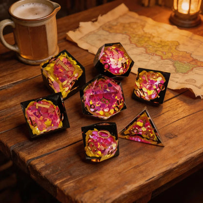 Emberflow Liquid Core Resin Dice — 7-Piece RPG Set