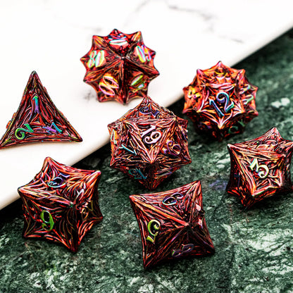Elderwood Metal Dice — Sculpted Root RPG Sets
