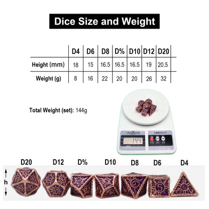 Astral Sigil Metal Dice — 7-Piece RPG Set