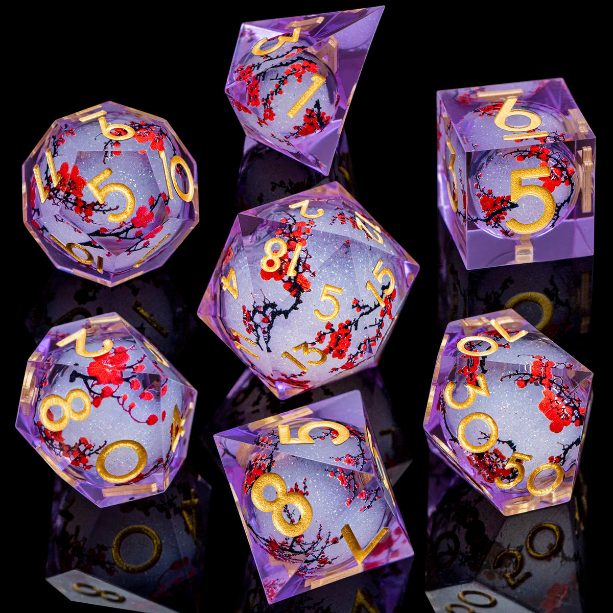 Enchanted Liquid Core Dice — 7-Piece Resin RPG Set